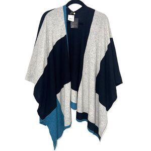 Charter Club Luxury Cashmere T2 Wrap - Black/Gray/Blue O/S